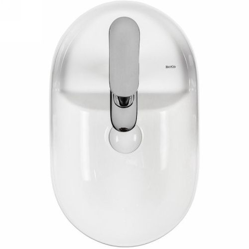 Раковина из сантехнического фарфора Bond Oval S09-420 40х30 накладная цвет белый 1 отверстие под смеситель - фото 2