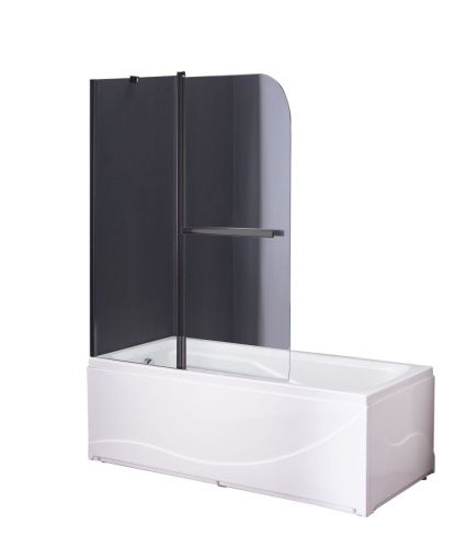 Душевая шторка на ванну Taliente TA-1214CB 120х140 стекло прозрачное профиль черный ориентация универсальная