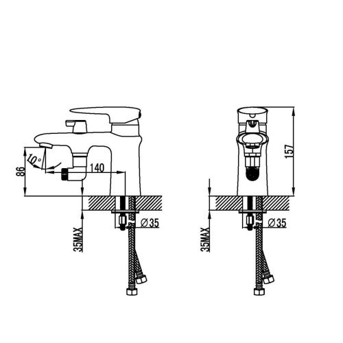 Смеситель LeMark Status LM4415C на борт ванны хром - фото 2