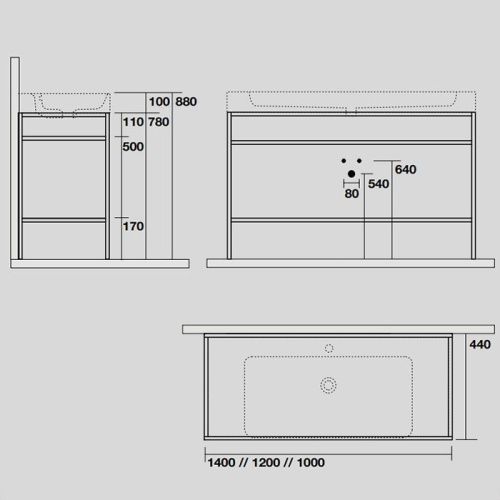 Консоль под раковину Kerasan Cento 924431 100х50 напольная цвет черный - фото 2