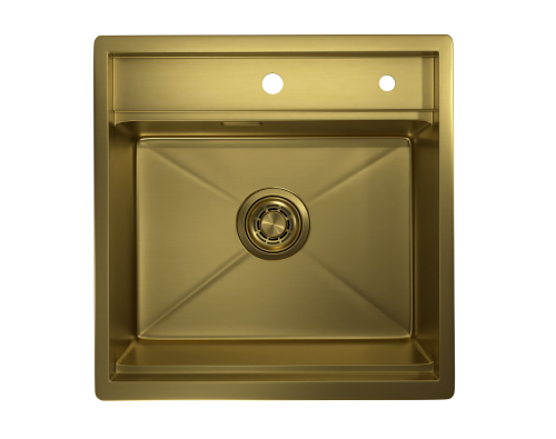 Кухонная мойка Granula Kitchen Space 5051, ЗОЛОТО САТИН 50х50 цвет золото поверхность матовая - фото 2