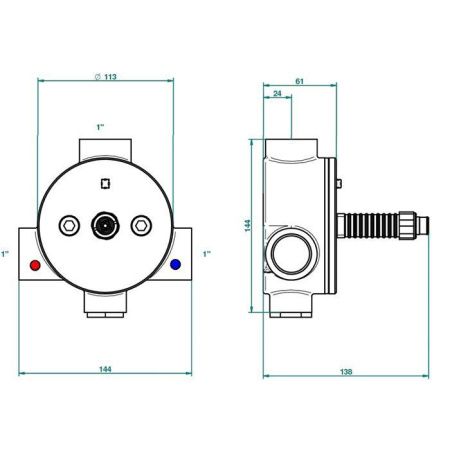 Встраиваемая часть термостата на 1" THG General items G00 G00-A00-8300