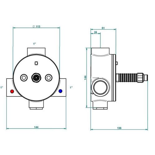 Встраиваемая часть термостата на 1" THG General items G00 G00-A00-8300 - фото 2
