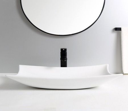 Раковина из сантехнического фаянса CeramaLux 9176 60х40 накладная цвет белый без отверстий под смеситель