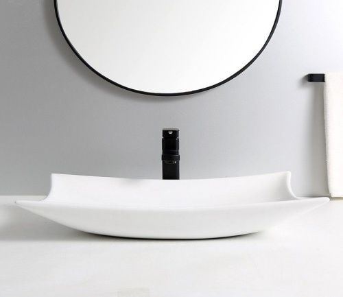 Раковина из сантехнического фаянса CeramaLux 9176 60х40 накладная цвет белый без отверстий под смеситель - фото 5