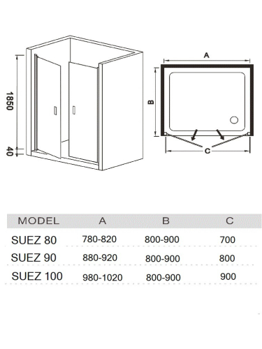 Душевая дверь River SUEZ 10000001116 100х185 стекло матовое профиль хром - фото 2