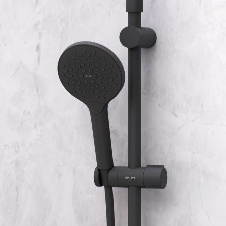 Комплект душевого уголка с душевой системой и аксессуарами Am.Pm Gem S WK93ES стекло прозрачное профиль черный без поддона