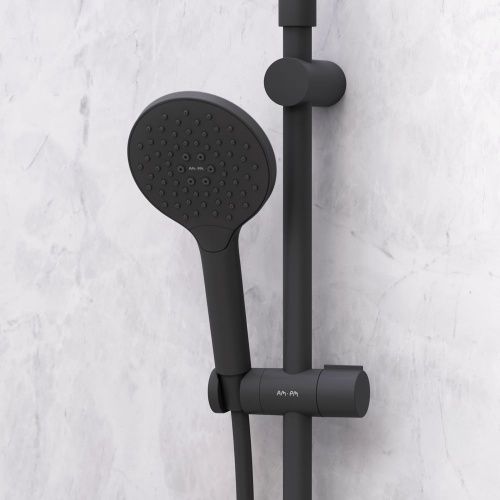 Комплект душевого уголка с душевой системой и аксессуарами Am.Pm Gem S WK93ES стекло прозрачное профиль черный без поддона - фото 5