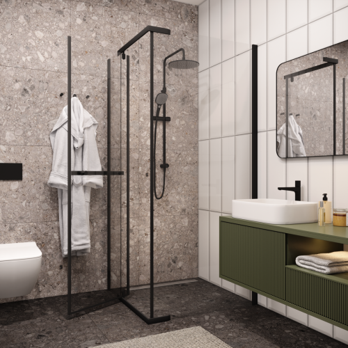 Душевой уголок Cerutti SPA MIMI ZQ91B 90х90 стекло прозрачное профиль черный без поддона - фото 5