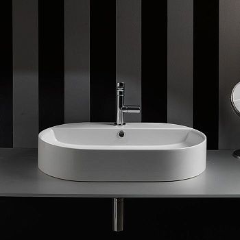 Раковина из сантехнического фарфора Kerasan Ciotola 028501*1 70х40 накладная цвет белый 1 отверстие под смеситель