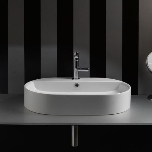 Раковина из сантехнического фарфора Kerasan Ciotola 028501*1 70х40 накладная цвет белый 1 отверстие под смеситель