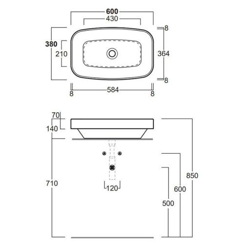 Раковина из сантехнического фаянса Simas Baden Baden BB11bi*0 60х40 накладная цвет белый - фото 2