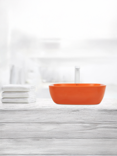 Раковина из сантехнического фаянса WeltWasser WW SK 10000004526 40 см накладная цвет оранжевый без отверстий под смеситель - фото 4