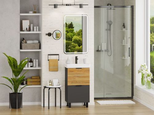 Тумба под раковину Misty Форест Э-Фор-07050-0219-2Я 40х30 напольная цвет коричневый/серый - фото 5