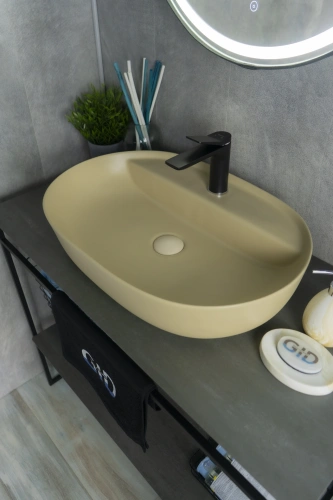 Раковина керамическая Gid Lago 53343 60х40 накладная цвет коричневый 1 отверстие под смеситель - фото 5