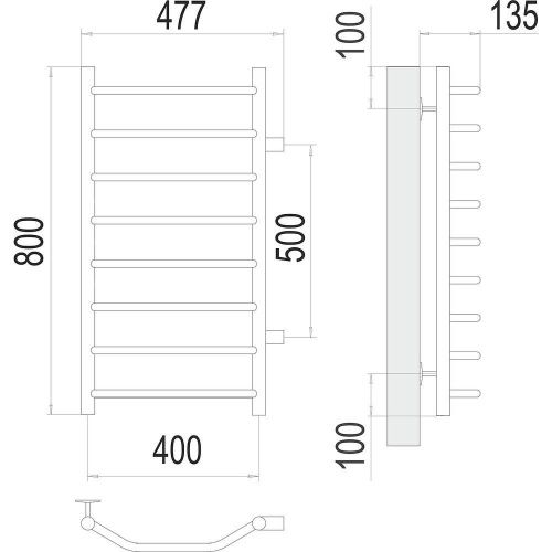 Полотенцесушитель водяной Terminus 4670078530097 50х80 хром - фото 3