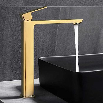 Смеситель для раковины Vincea Next VBF-1N2BG на столешницу золото