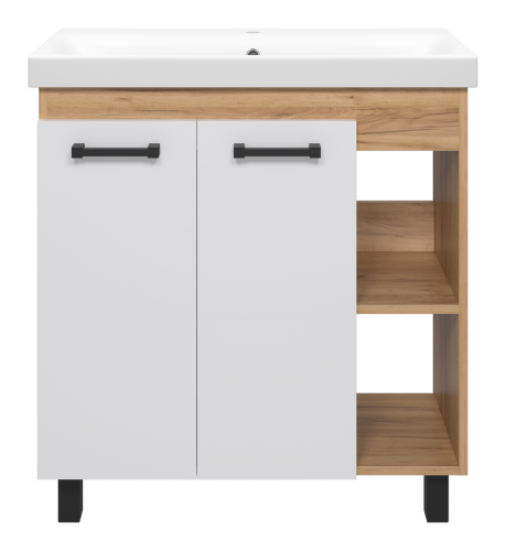 Тумба под раковину Misty Крафт П-Кра-07080-011 80х40 напольная цвет белый/коричневый - фото 2