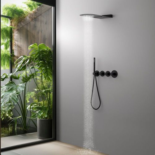 Душевая система Timo Saona SX-2350/03SM встраиваемая в стену цвет черный с термостатом - фото 3