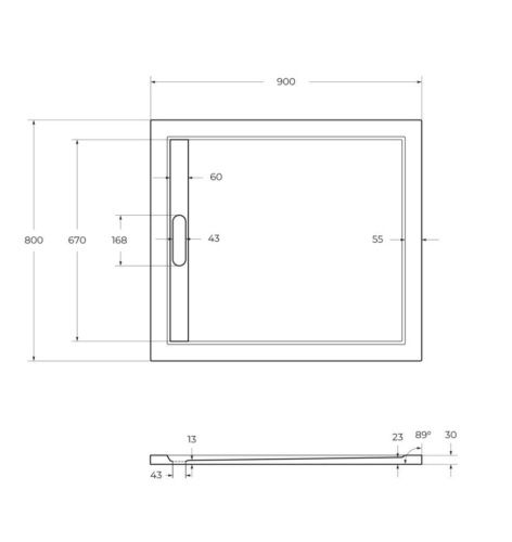 Душевой поддон Cezares TRAY-AS-AH-90/80-30-W 90х80 искусственный мрамор белый без ножек - фото 2