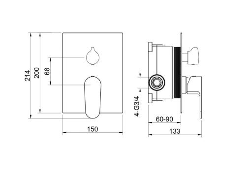 Смеситель для ванны Aquatek Оберон AQ1246BG встраиваемый в стену золото - фото 3