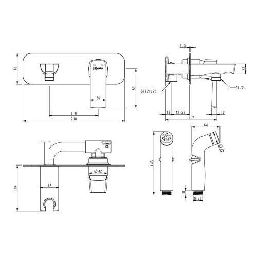 Гигиенический душ со смесителем LeMark Ursus LM7220BL черный - фото 2