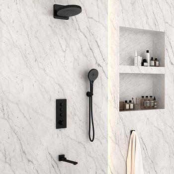 Душевая система Vincea VSFW-433TI1MB встраиваемая в стену цвет черный с термостатом