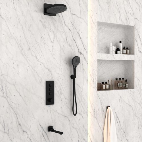 Душевая система Vincea VSFW-433TI1MB встраиваемая в стену цвет черный с термостатом