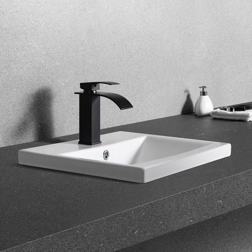 Раковина из сантехнического фаянса CeramaLux 9393-50 50х40 встраиваемая цвет белый 1 отверстие под смеситель - фото 4