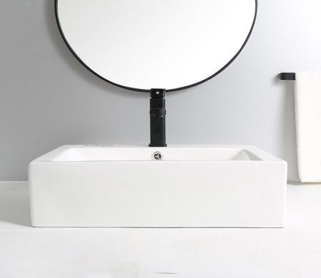 Раковина из сантехнического фаянса CeramaLux 9129 50х40 накладная цвет белый 1 отверстие под смеситель