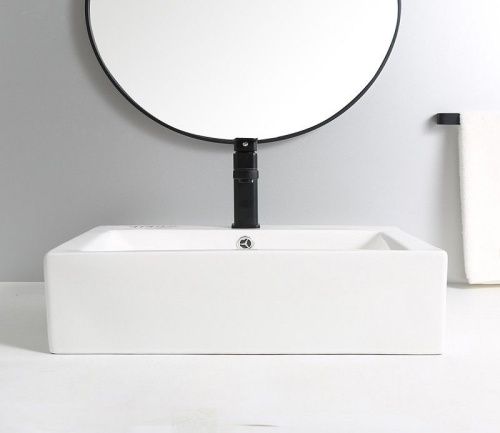 Раковина из сантехнического фаянса CeramaLux 9129 50х40 накладная цвет белый 1 отверстие под смеситель - фото 3