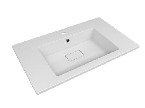 Раковина из искусственного камня Uperwood May 35480000004 80х50 полувстраиваемая цвет белый - фото 4