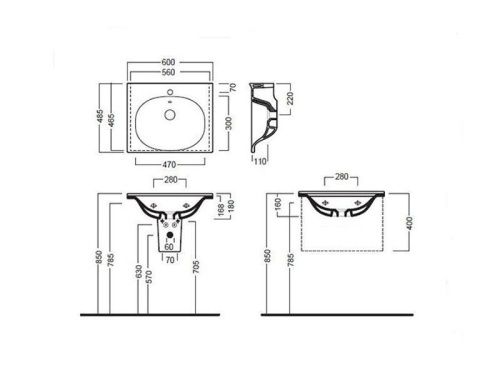 Раковина из сантехнического фаянса Hatria LE FIABE Y1BR01 60х50 подвесная цвет белый - фото 3