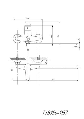 Cмеситель для ванны и душа TSARSBERG TSB-950-1157 настенный хром - фото 4