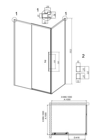 Душевой уголок Grossman Galaxy 120.K33.01.1010.10.02 100х100 стекло шиншилла профиль хром без поддона