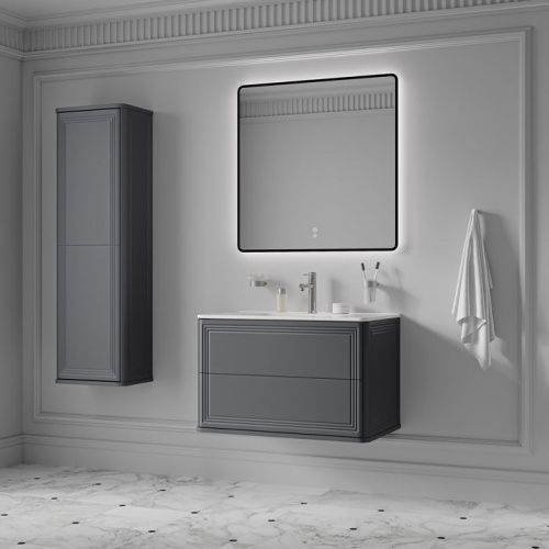 Шкаф-пенал Iddis Oxford Neo OXN40D0i97 40х140 подвесной цвет серый - фото 2