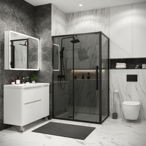 Душевая перегородка Grossman Cosmo 200.K33.02.70.21.10 70х195 стекло тонированное профиль черный - фото 3