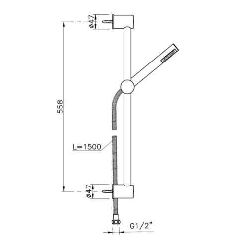 Душевой гарнитур Nicolazzi Complementi 5520CR настенный хром - фото 2