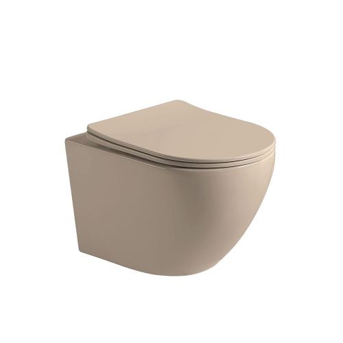 Унитаз подвесной Vincea Globo VT1-14SMC коричневый с сиденьем микролифт безободковый душевой смыв - фото 2