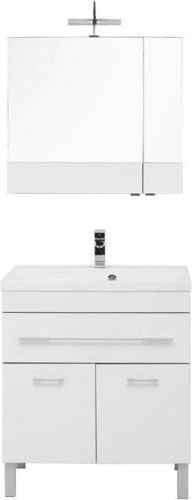 Комплект мебели: тумба с раковиной + зеркало-шкаф Aquanet Верона 00287659 80х50 напольный цвет белый - фото 3