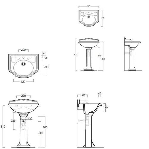 Раковина из сантехнического фаянса Simas Arcade AR814bi*3 60х50 подвесная цвет белый 3 отверстия под смеситель - фото 2