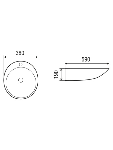 Раковина из сантехнического фаянса WeltWasser WW SK 10000004582 40 см накладная цвет белый 1 отверстие под смеситель - фото 2