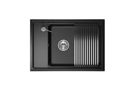 Кухонная мойка Granula Kitchen Space 7305, ШВАРЦ 75х50 цвет черный поверхность матовая