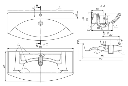 Раковина мебельная керамическая Dreja Laguna 105 191683 110х50 накладная цвет белый - фото 4