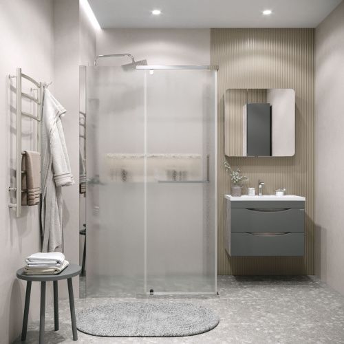 Душевая перегородка Grossman Pragma 200.K33.03.80.10.02 80х195 стекло текстурное профиль хром - фото 4