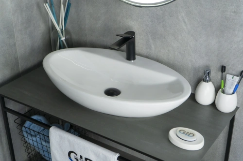 Раковина керамическая Gid Lago 51149 70х40 накладная цвет белый 1 отверстие под смеситель - фото 2