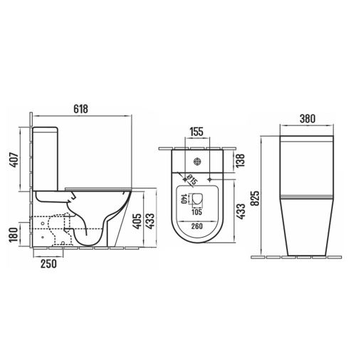 Унитаз напольный с бачком Melana MLN-310307MB черный с сиденьем микролифт безободковый смыв торнадо - фото 2