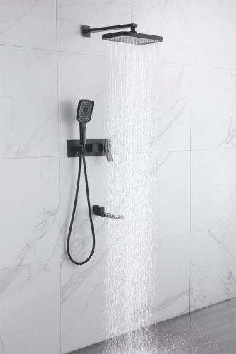 Душевая система Rose R1035H встраиваемая в стену цвет черный - фото 4