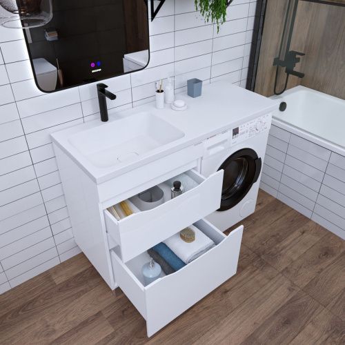 Раковина из искусственного камня Grossman Камилла 1101003 120х50 накладная цвет белый 1 отверстие под смеситель - фото 3