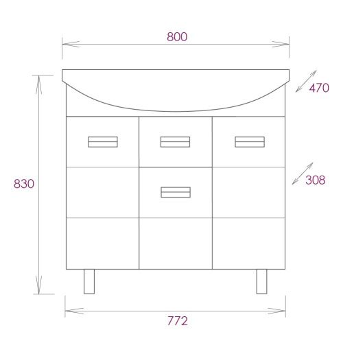 Тумба под раковину Onika Балтика 108023 80х30 напольная цвет белый - фото 3